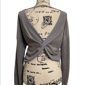 Derek Heart Cross Over Back Long Sleeve Gray Top Size Small NWOT